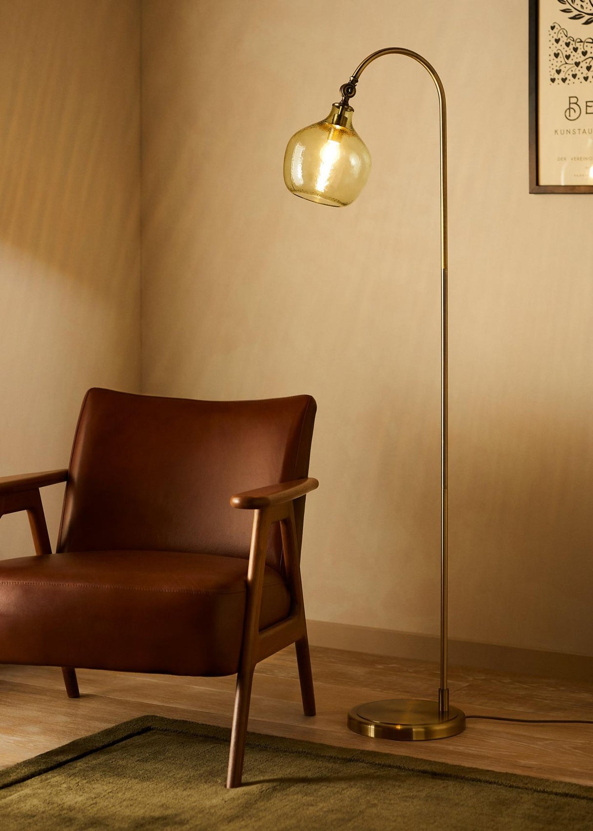 John Lewis Cartmel Textured Non-Dimmable Indoor Corded Tall Glass Floor Lamp