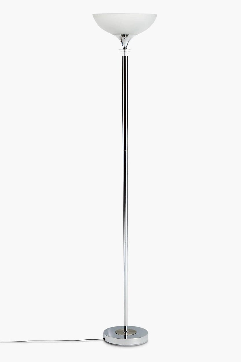 John Lewis Azure Uplighter Dimmable Floor Lamp H180cm - Chrome/Satin Nickel