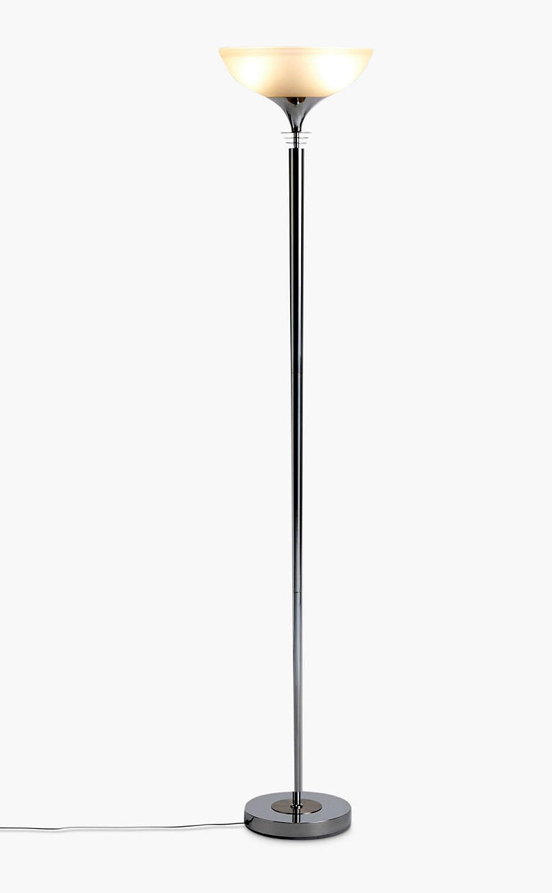 John Lewis Azure Uplighter Dimmable Floor Lamp H180cm - Chrome/Satin Nickel