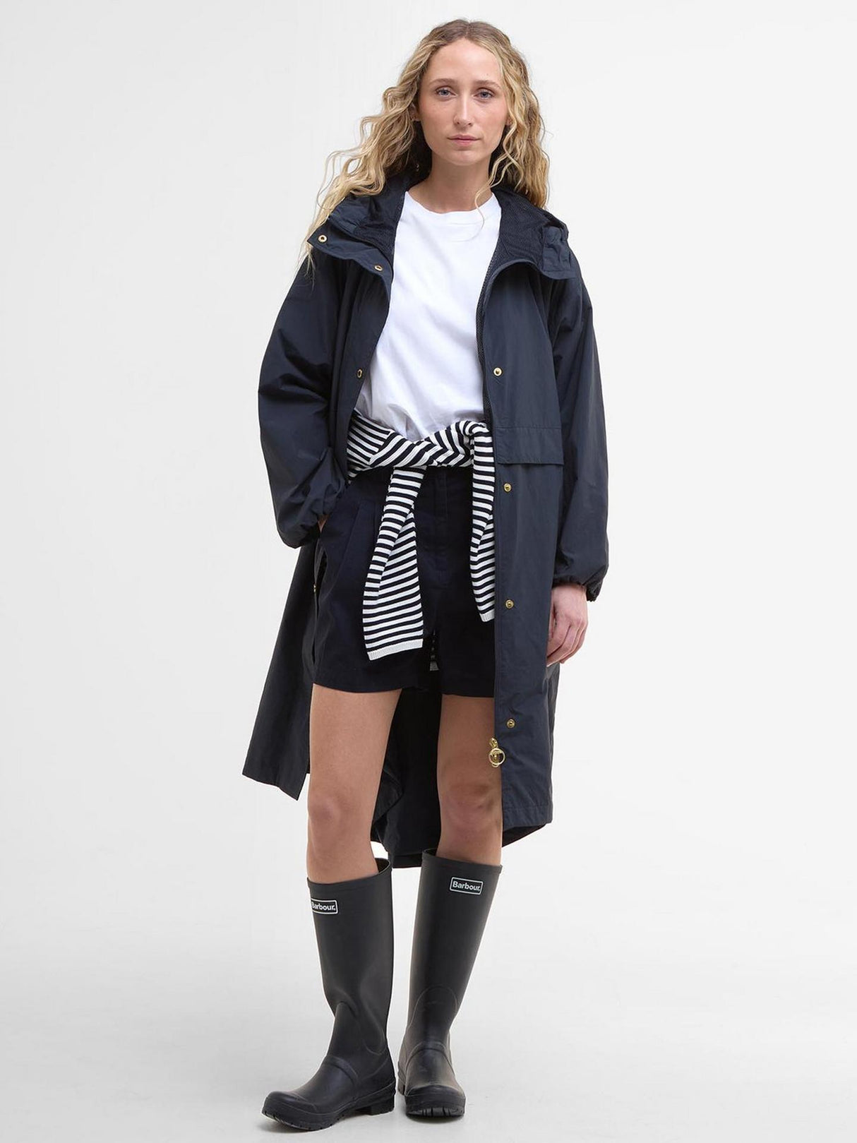 Barbour Naboo Women's Knee Length Showerproof Jacket - Dark Navy - UK 10