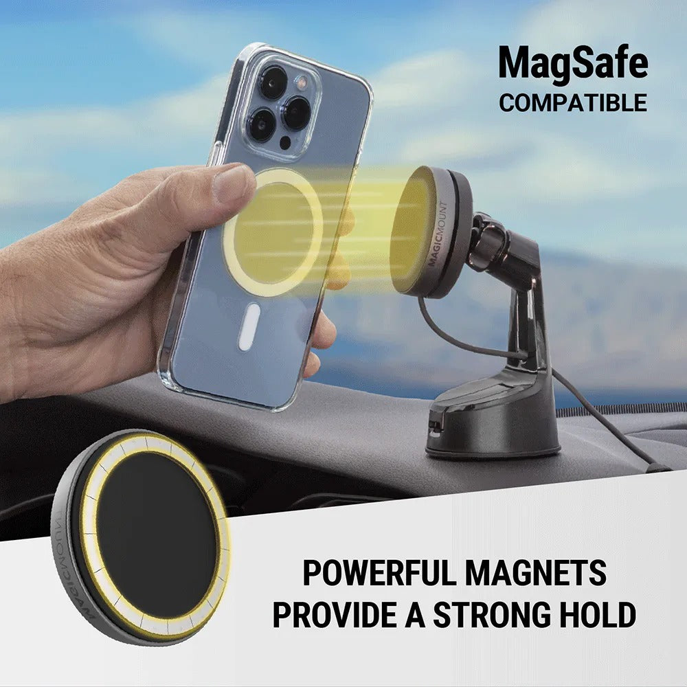MagicMount MagSafe Compatible Qi2 Wireless Charging Phone Mount - Black