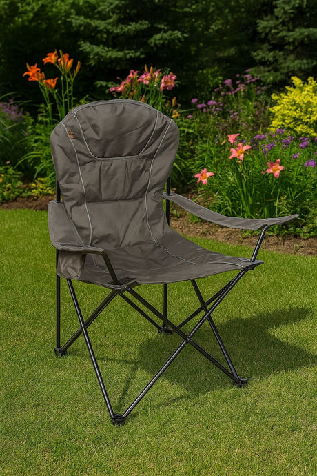 Halfords Premium Camping Lightweight Folding Chair with Cup Holder - Black