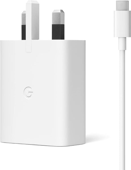 Google Pixel 2021 30W USB-C Fast Charger Plug with Type C Cable - White - Kazoop