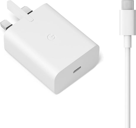 Google Pixel 2021 30W USB-C Fast Charger Plug with Type C Cable - White - Kazoop
