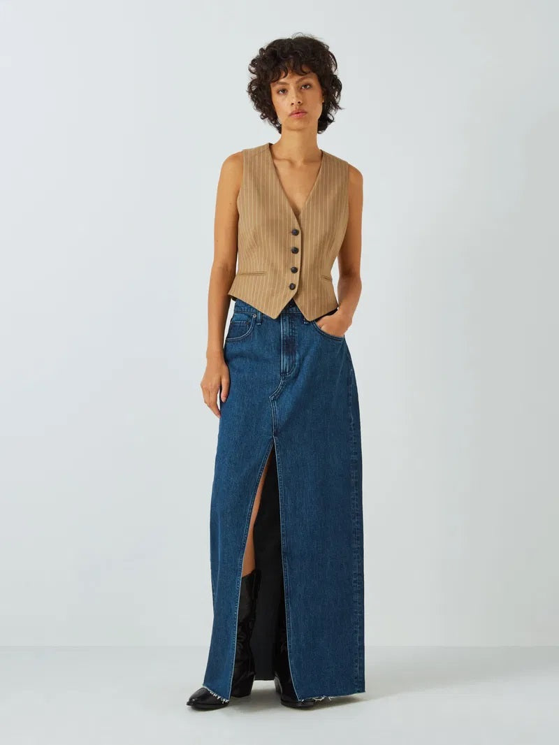 Rag & Bone Avery Featherweight High-Rise Denim Maxi Skirt - Ari - Size 31