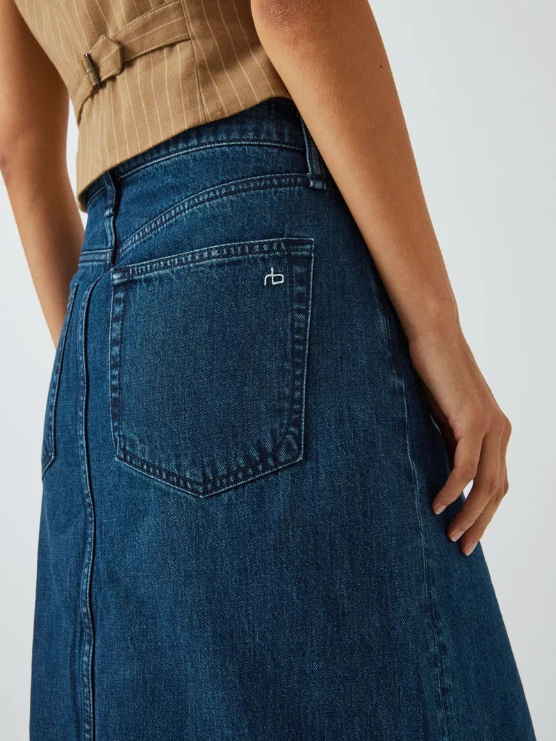 Rag & Bone Avery Featherweight High-Rise Denim Maxi Skirt - Ari - Size 31