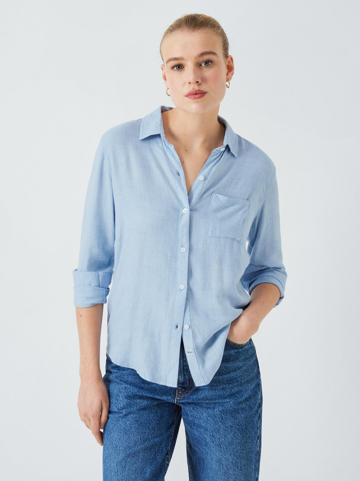 Rails Womens Regular Fit Classic Collar Hunter Rayon Shirt Size M - Chambray