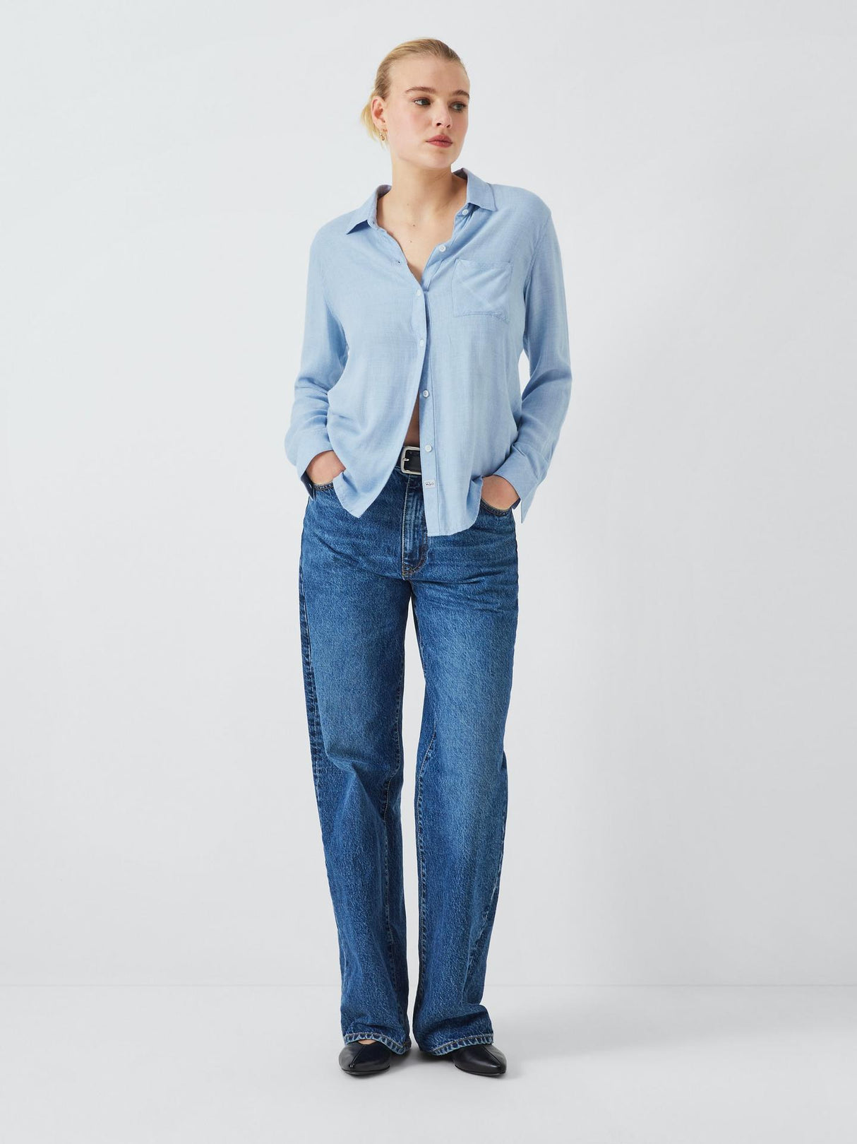 Rails Womens Regular Fit Classic Collar Hunter Rayon Shirt Size M - Chambray