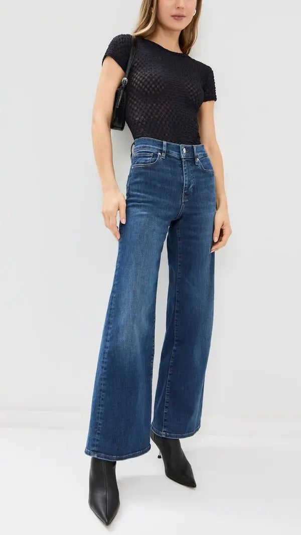 Frame Le Slim Palazzo Womens Wide Leg Flared Denim Jeans - Canals - Size 26