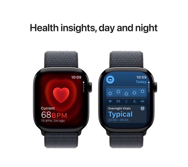 Apple Watch Series 10 GPS 46mm One Size Smartwatch - Jet Black Sport Loop