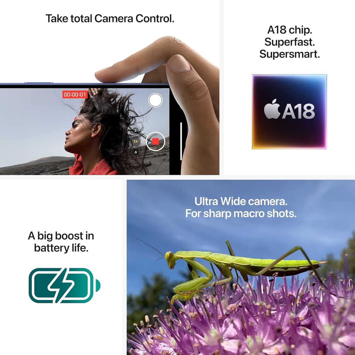 Apple iPhone 16 5G 6.1'' Smartphone 128GB Unlocked Nano SIM + eSIM - Pink