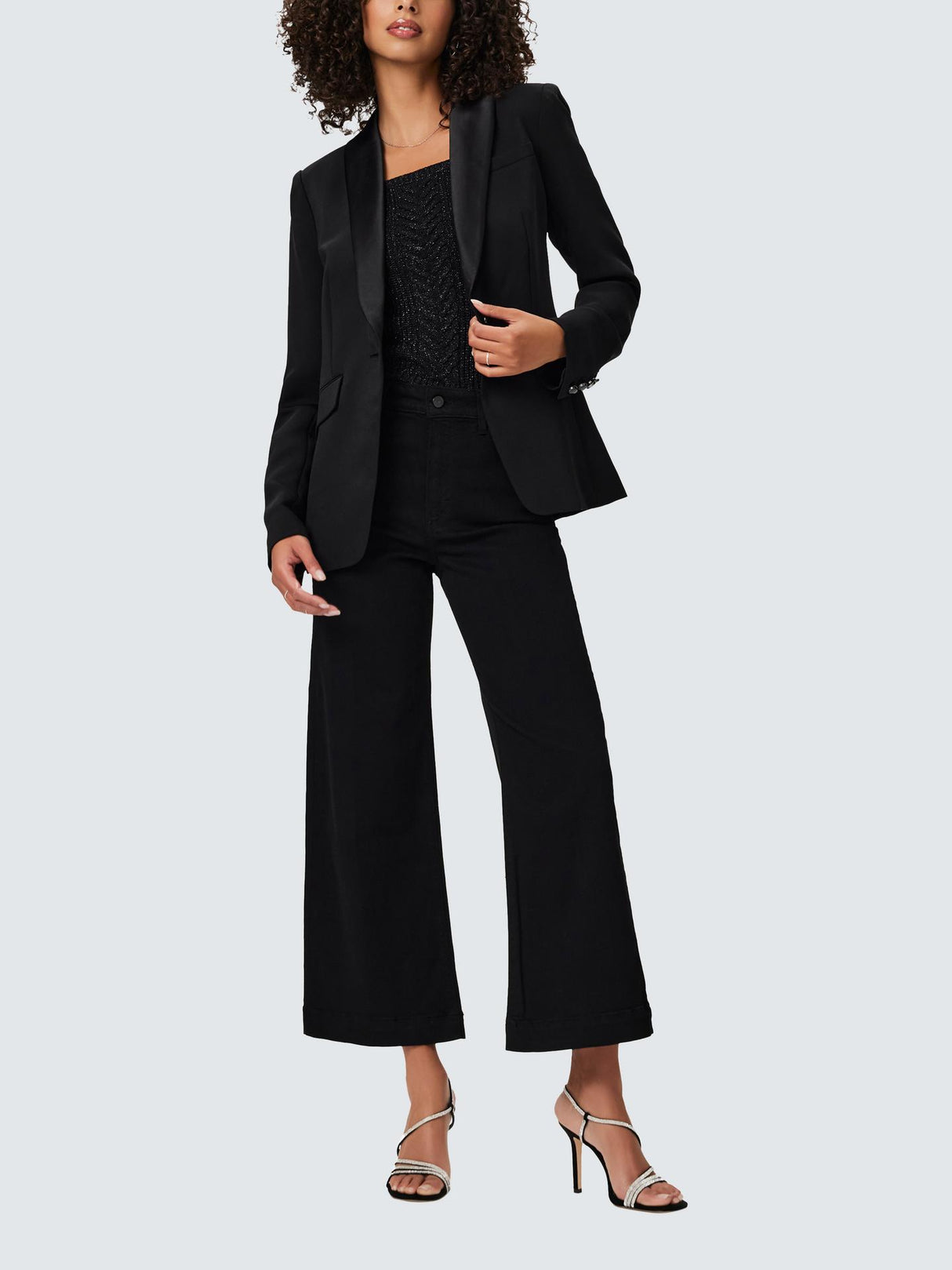 Paige Anessa Womens High Rise Wide Leg Ankle Grazer Jeans - Size 31 - Black