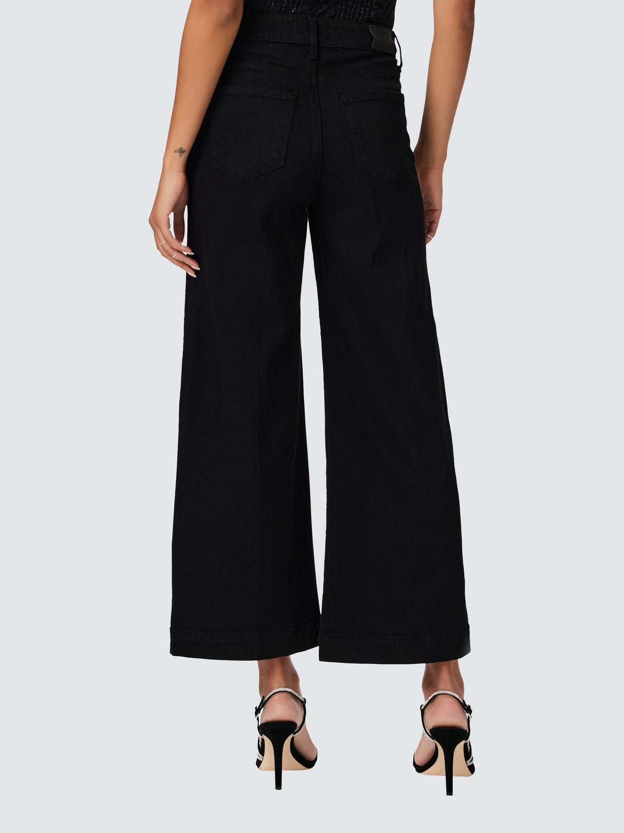 Paige Anessa Womens High Rise Wide Leg Ankle Grazer Jeans - Size 31 - Black