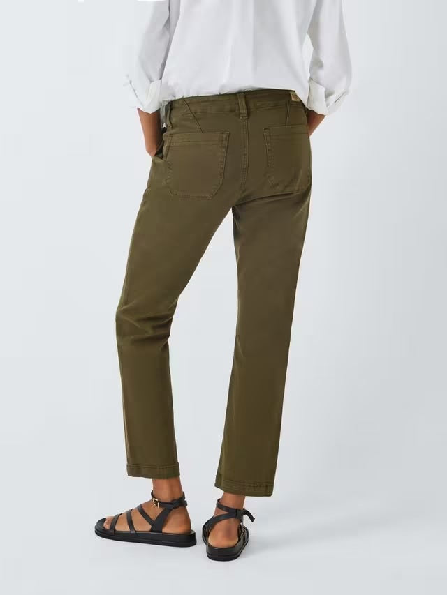 PAIGE Mayslie Women's Straight Leg Ankle Trousers - Vintage Olive - Size 24