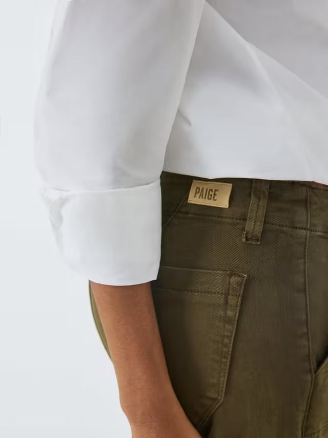 PAIGE Mayslie Women's Straight Leg Ankle Trousers - Vintage Olive - Size 24