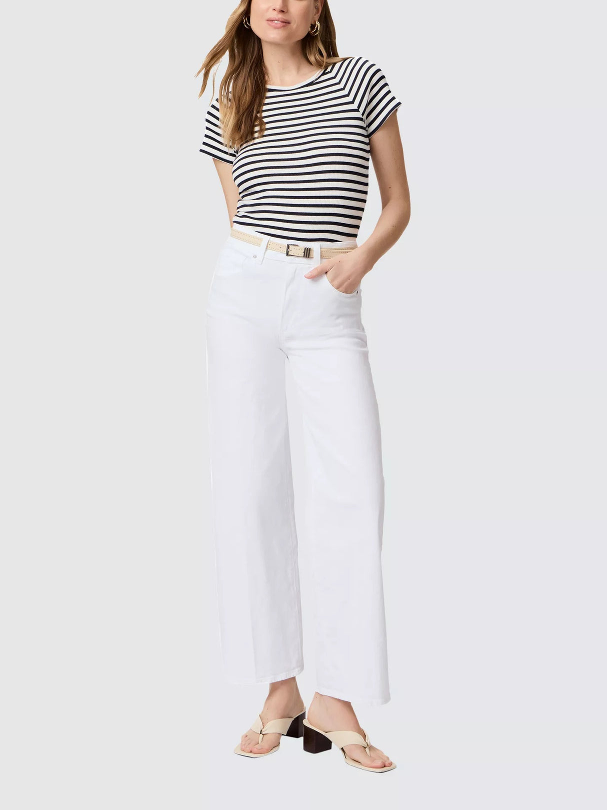 PAIGE Women's Sasha High Waist Wide Leg Jeans - White - Size 32/UK 14-16