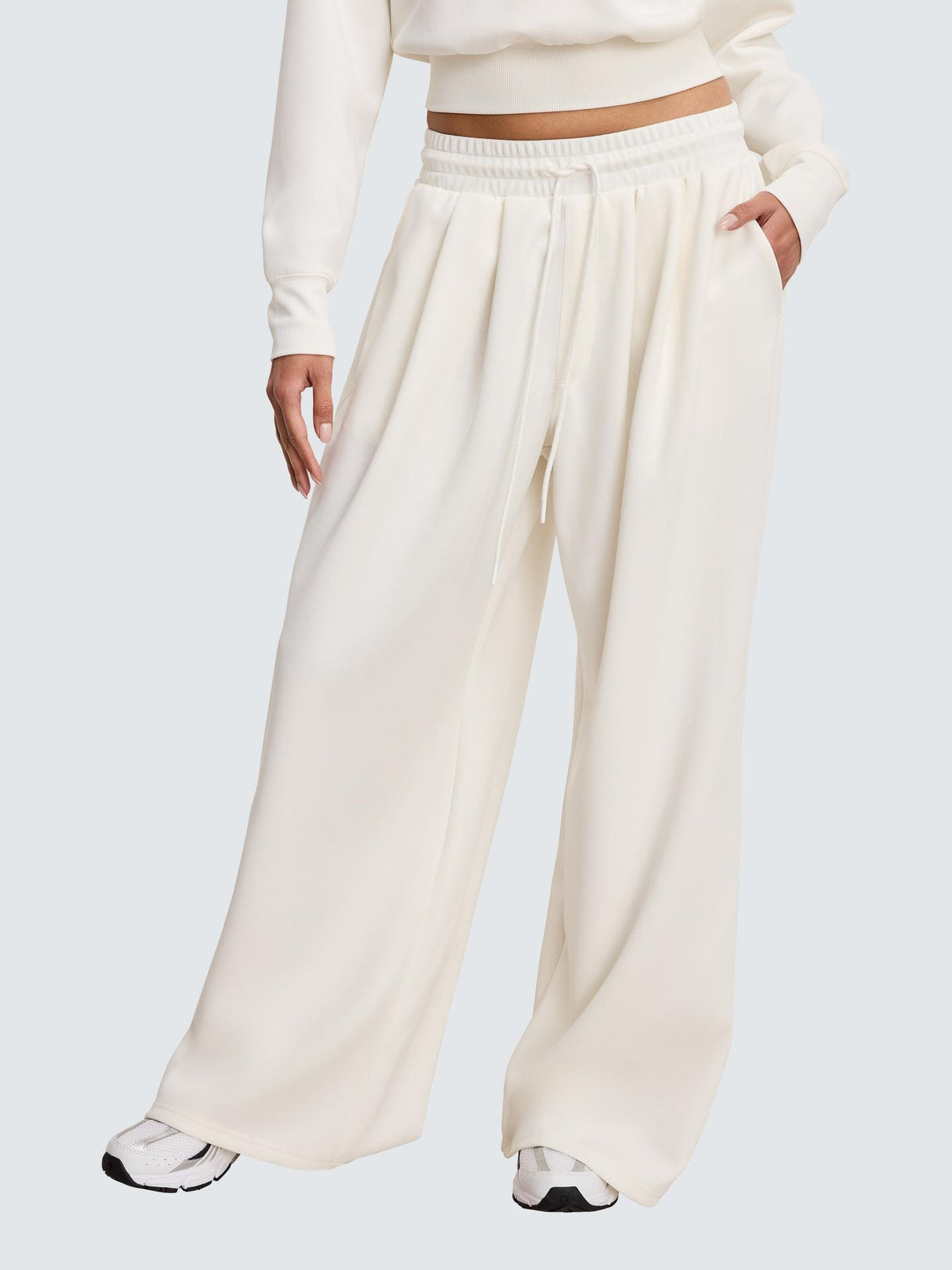 Good American Womens Air Soft Sculpting Relaxed Pants - Size Small - White