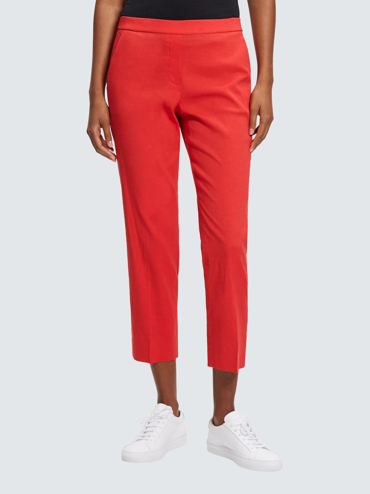 Theory Treeca Womens Wool Rich Low Rise Tailored Trousers Bright Red Size 8