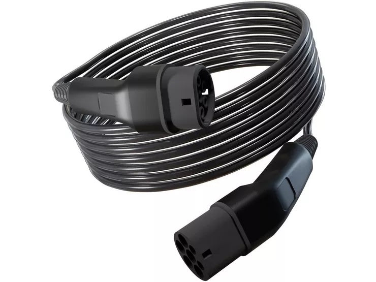 Wottz Type 2 to Type 2 32A 7.4kW EV Charging Cable 5m - Black - Kazoop
