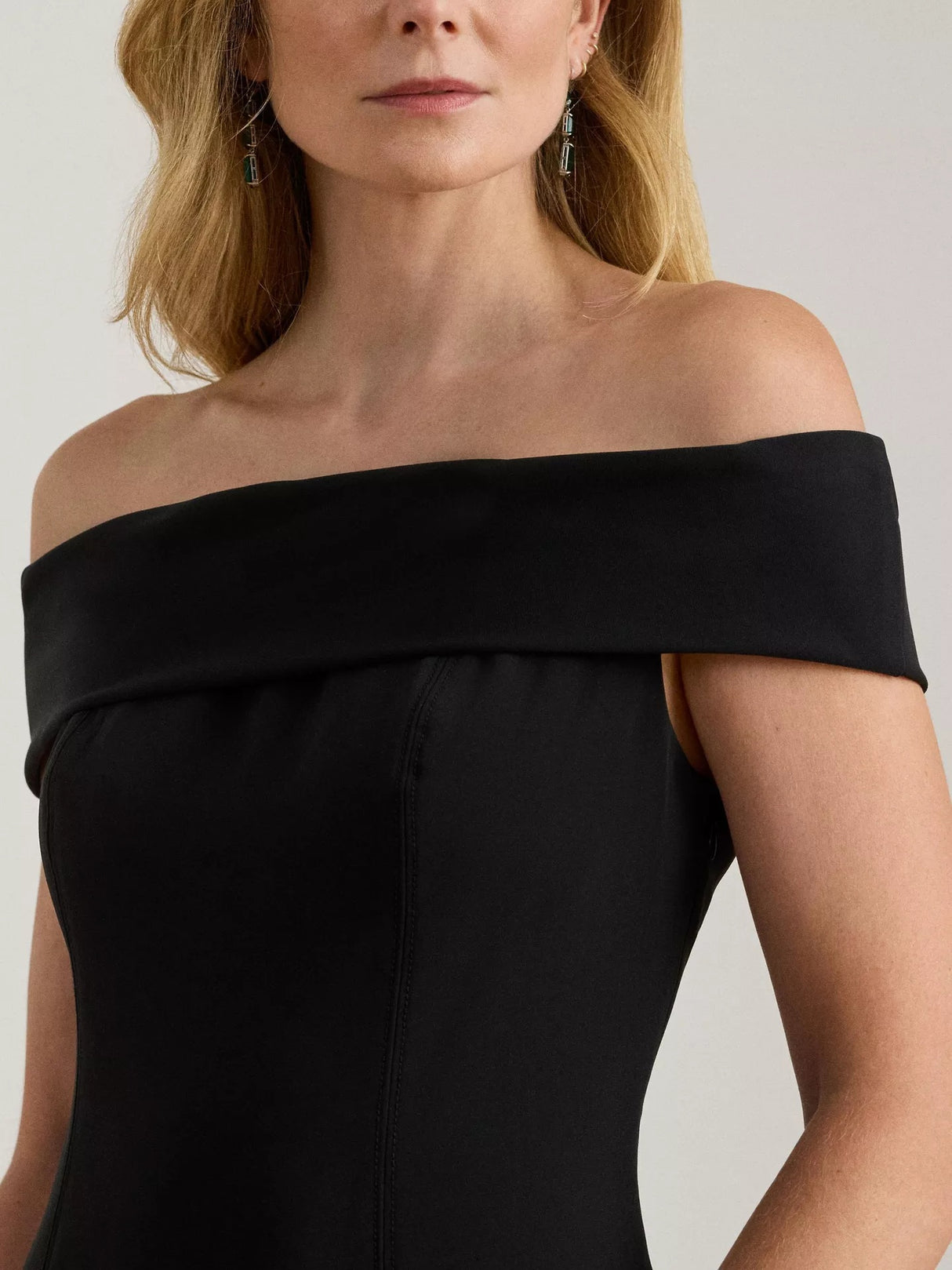 Ralph Lauren Adlar Crepe Off Shoulder Ball Gown Maxi Dress - Black - UK 12