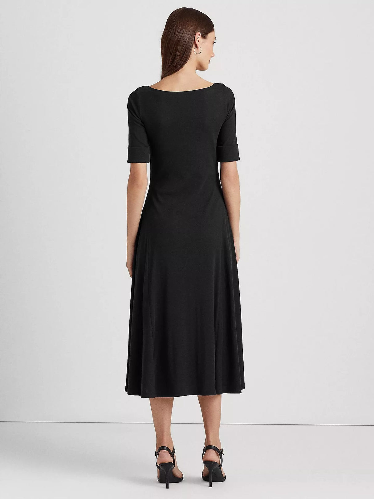 Ralph Lauren Munzie Fit & Flare Soft Stretch Cotton Dress - Black - Size S