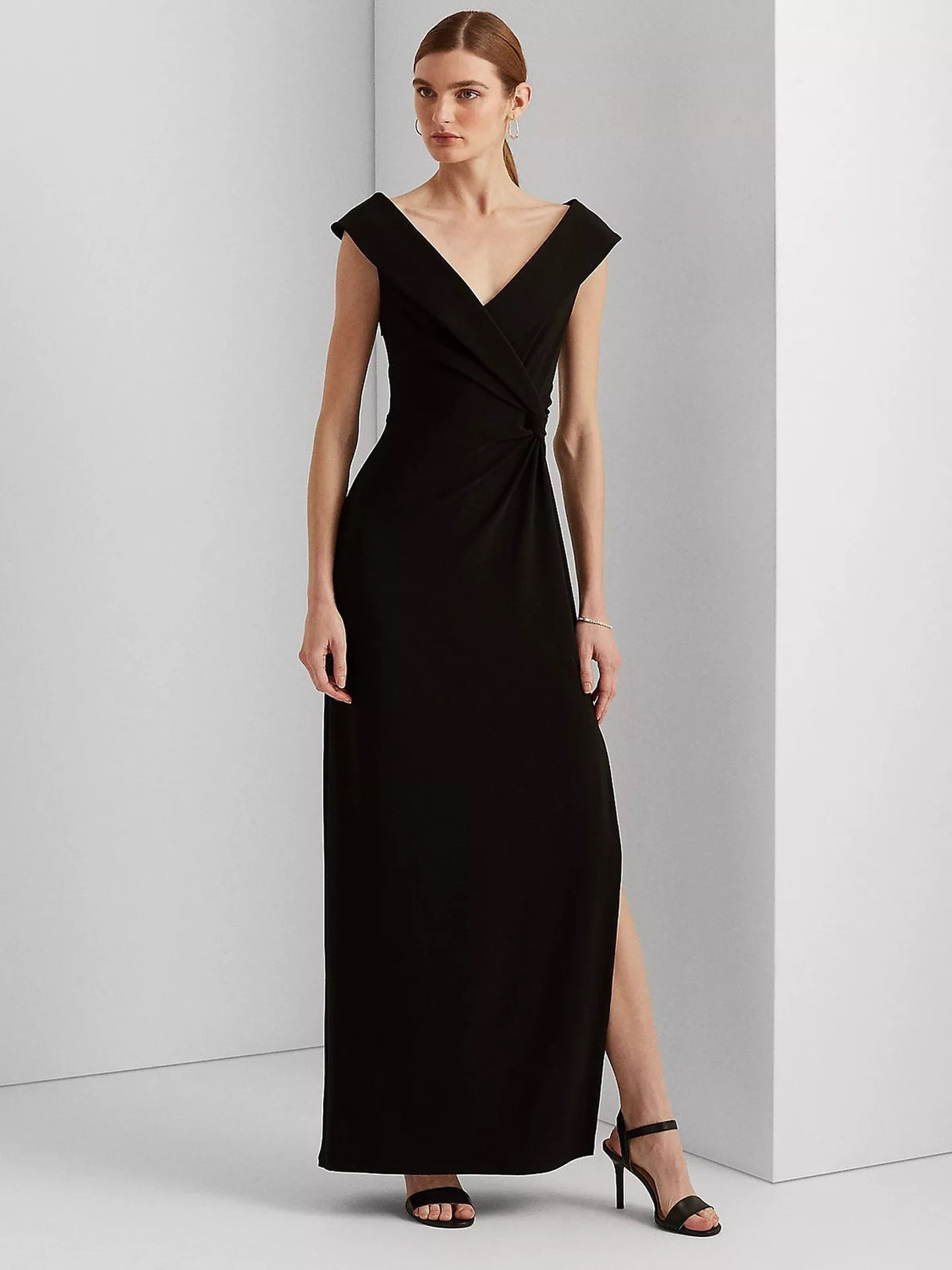 Ralph Lauren Leonidas Floor Length Column Womens Gown Dress Black - Size 12