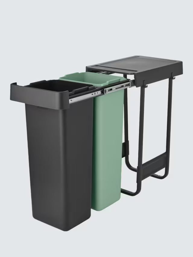 Brabantia Sort & Go 2 x 30L Built-in Under Sink Recycling Bin - Dark Grey