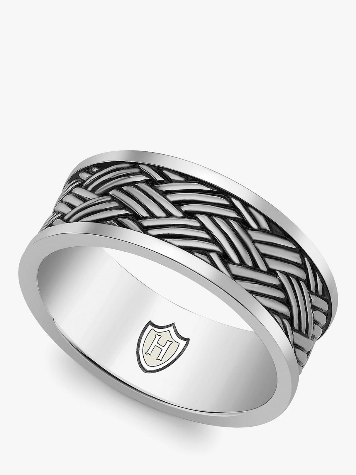 Hoxton London Men's Bamboo Oxidised 9.5g Ring Solid Sterling Silver Size T