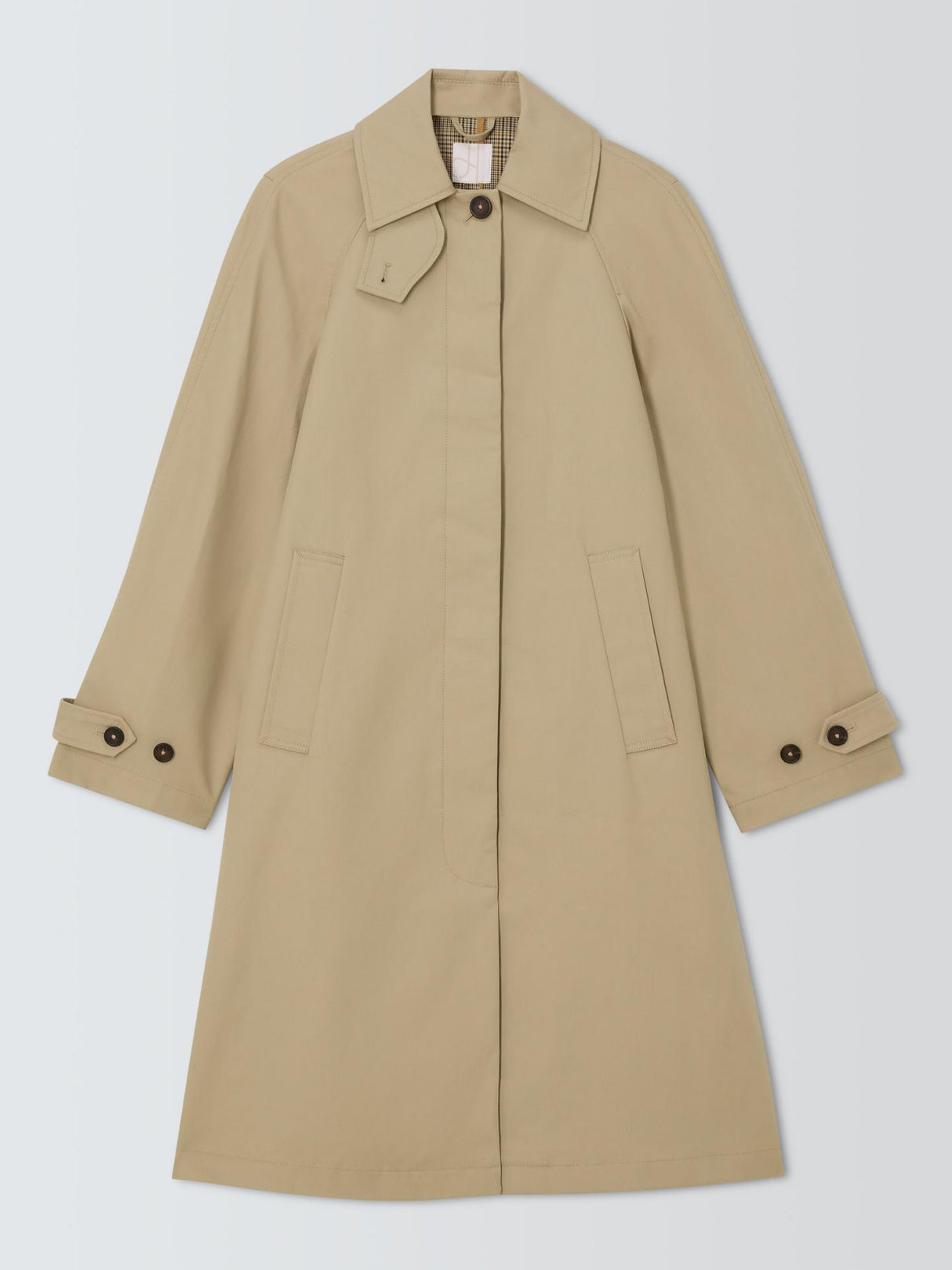 John Lewis Womens Shower Resistant Regular Fit Cotton Mac Natural - Size 20