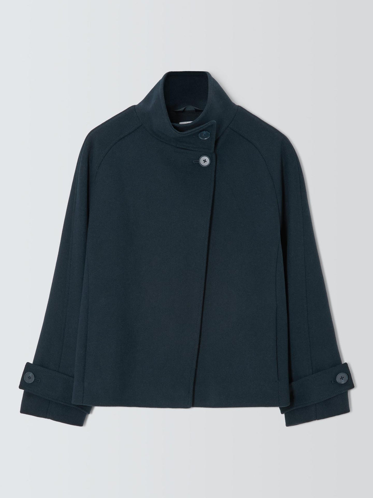 John Lewis Womens Short Funnel Neck Regular Fit Wool Blend Jacket Navy - 14