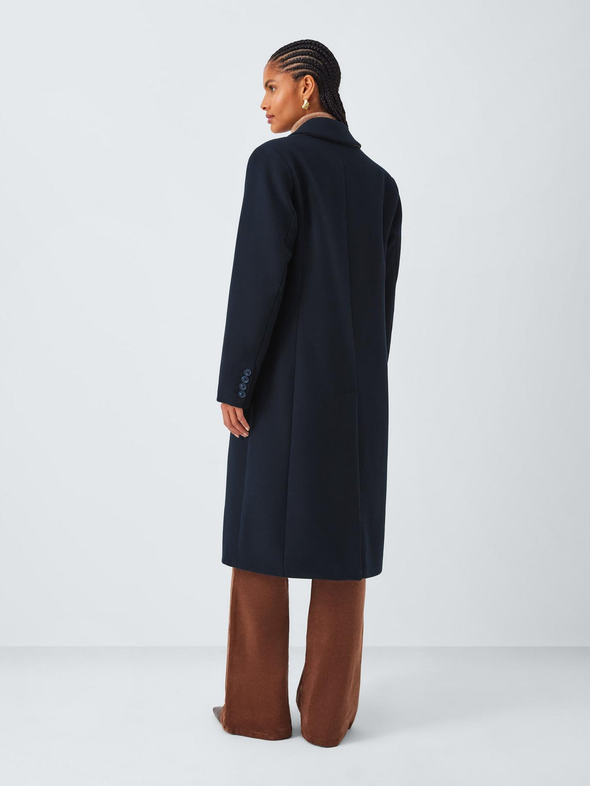 John Lewis Womens Single Breasted Regular Fit Wool Blend Coat Navy - Size 14