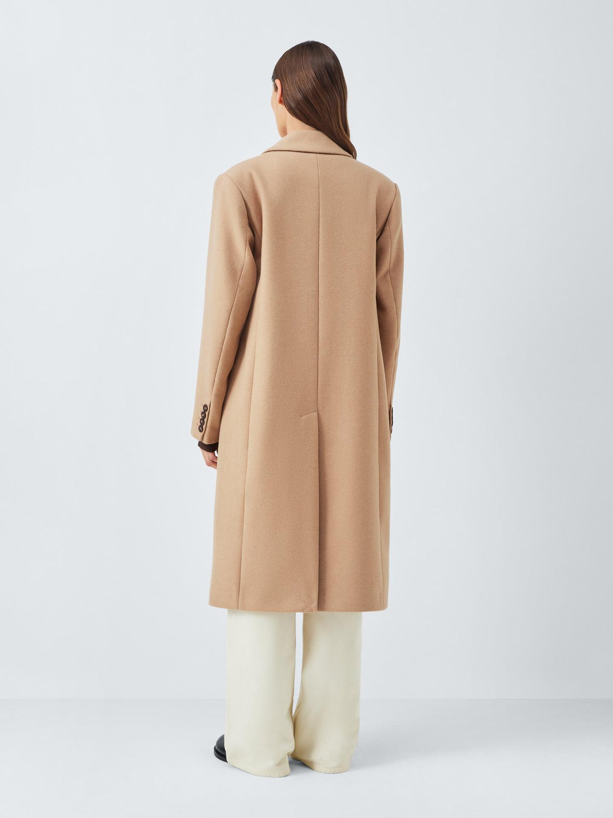 John Lewis Womens Regular Fit Single Breasted Wool Blend Coat - Size 8 Camel