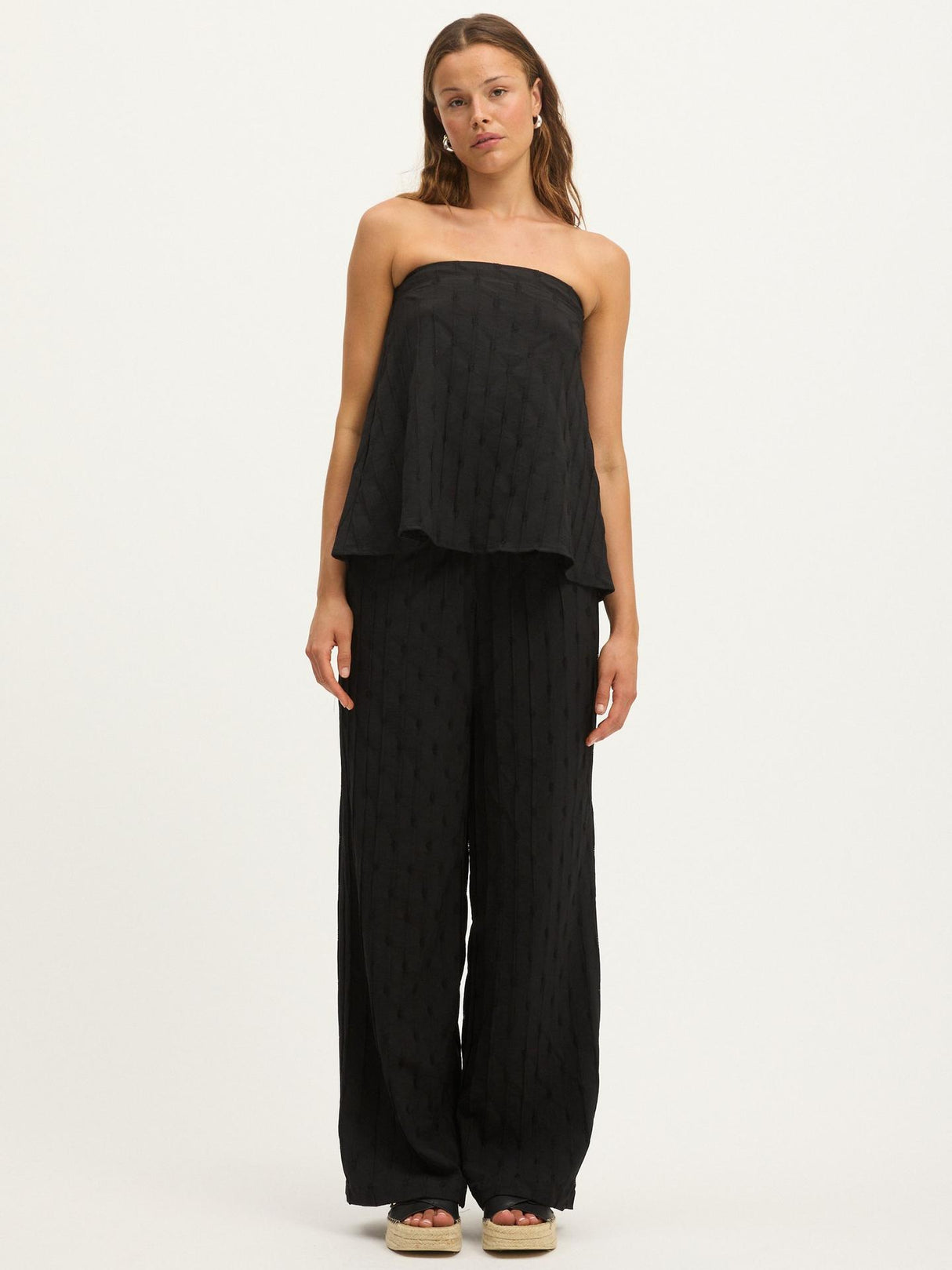 Summery Copenhagen Womens Cotton Blend Silvia Strapless Top Black - Size L