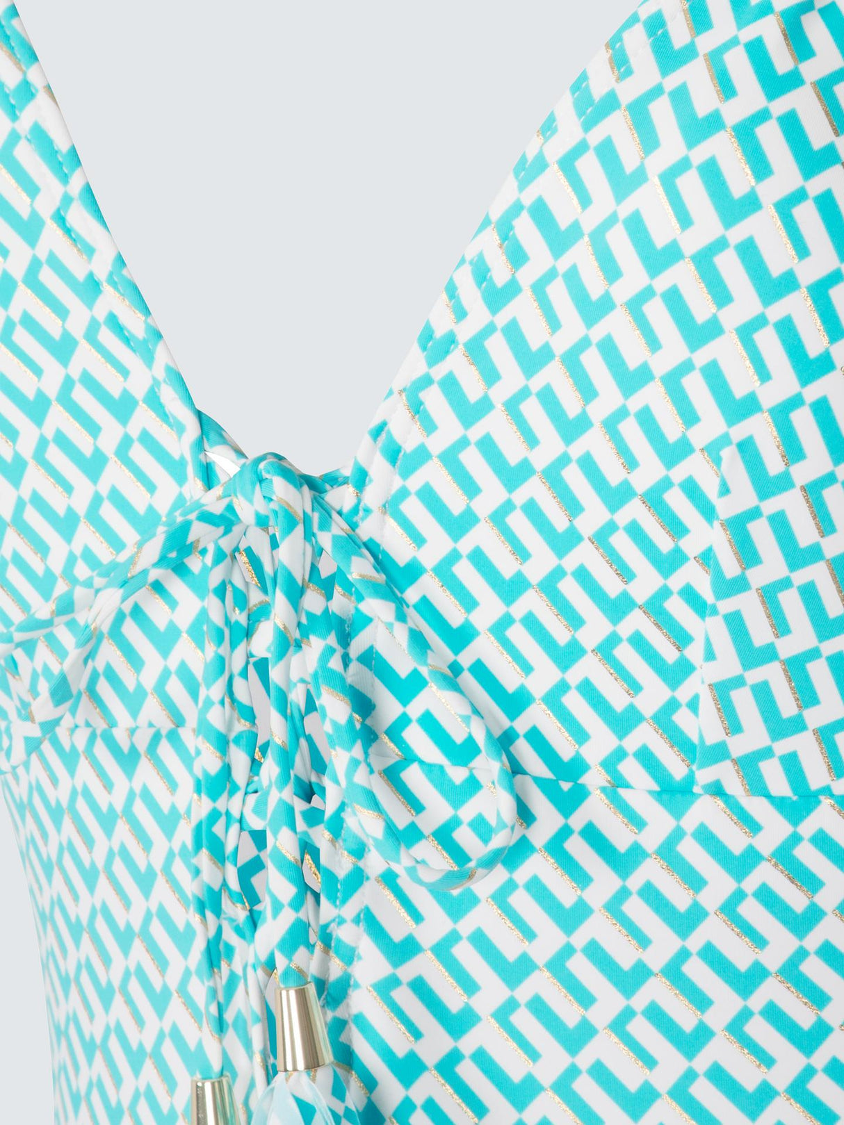 Cayman Womens Lace-Up Slip-On V-Neck One-Piece Swimsuit Aqua/Multi - Size 10