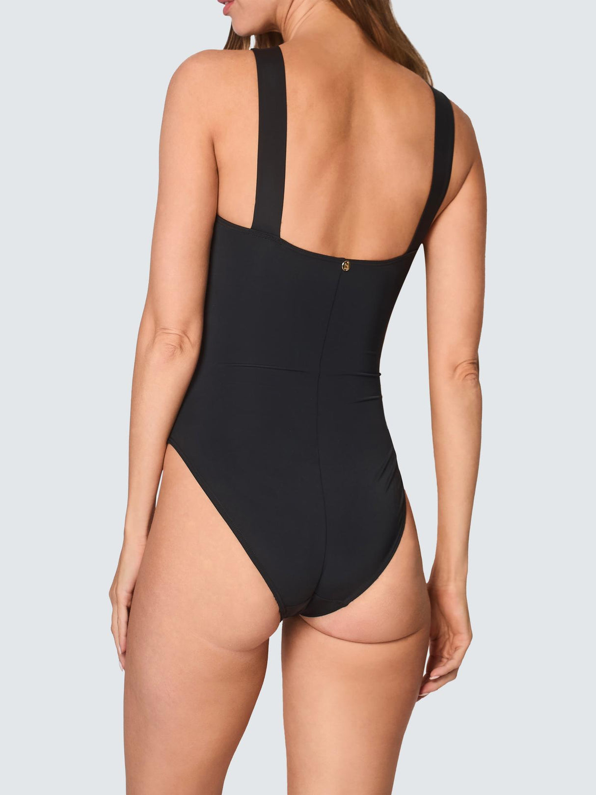 NAIA Beach Selene Womens Nylon Halter Neck Plain Swimsuit Black - Size 14