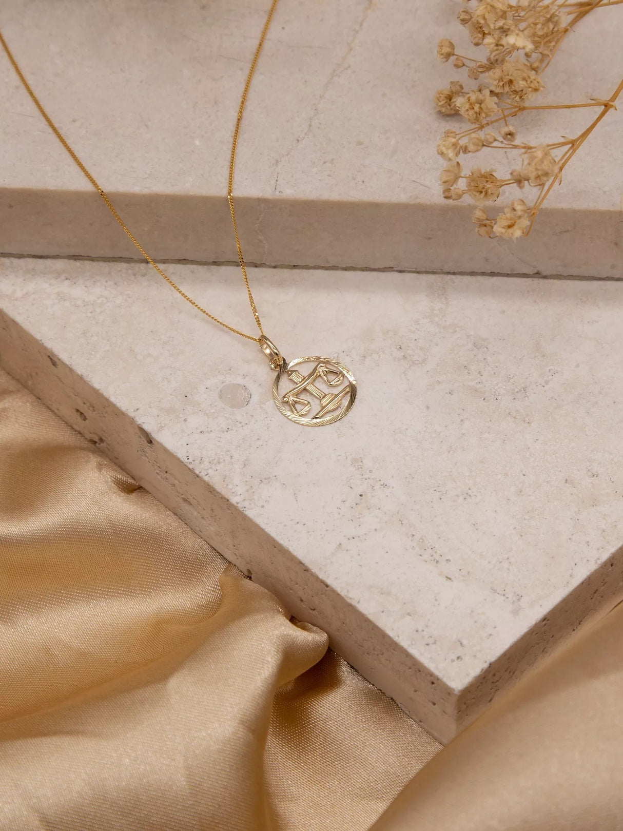 IBB Jewellery Astrology 9ct Yellow Gold Zodiac Pendant Necklace - Libra