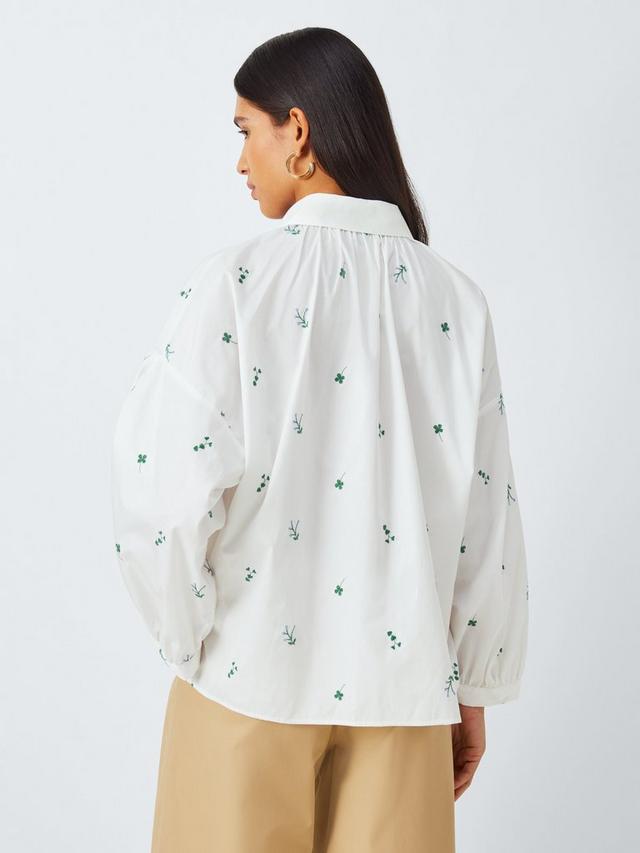 Weekend MaxMara Womens Gilly Embroidered Botanical Shirt White - Size 12