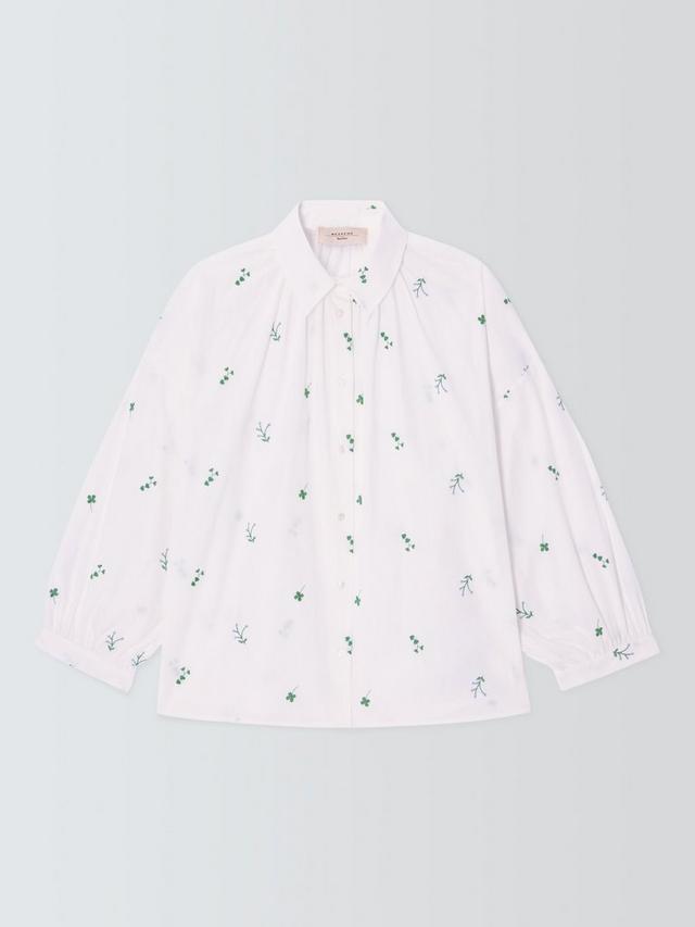 Weekend MaxMara Womens Gilly Embroidered Botanical Shirt White - Size 12
