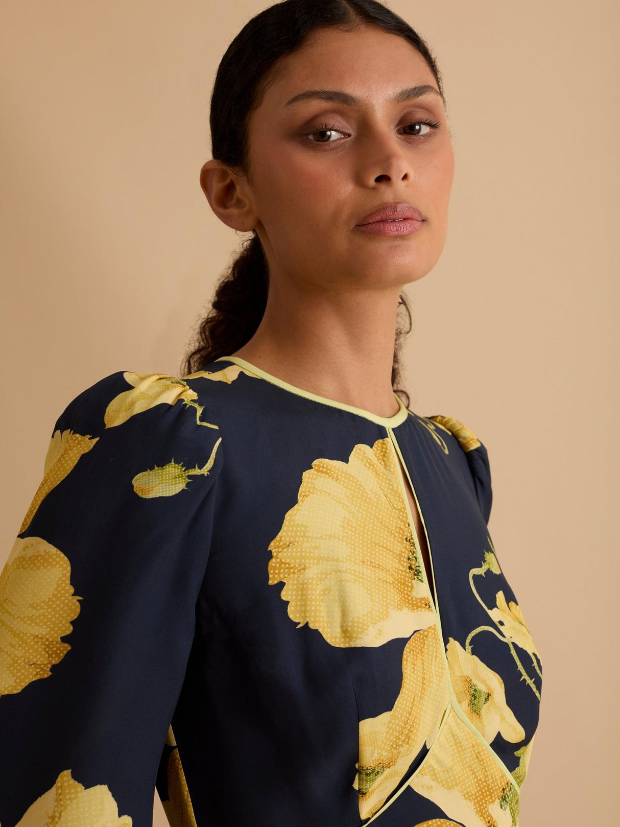 Florere Womens Regular Fit Floral Lined Blouson Sleeve Dress - Size 10 Multi