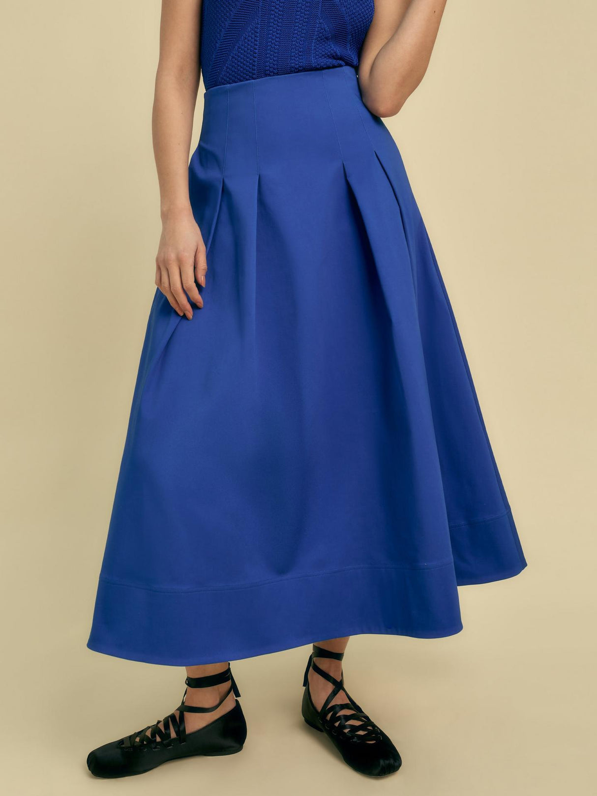 Florere Womens Cotton Blend Regular Fit A-Line Midi Skirt Blue - Size 12