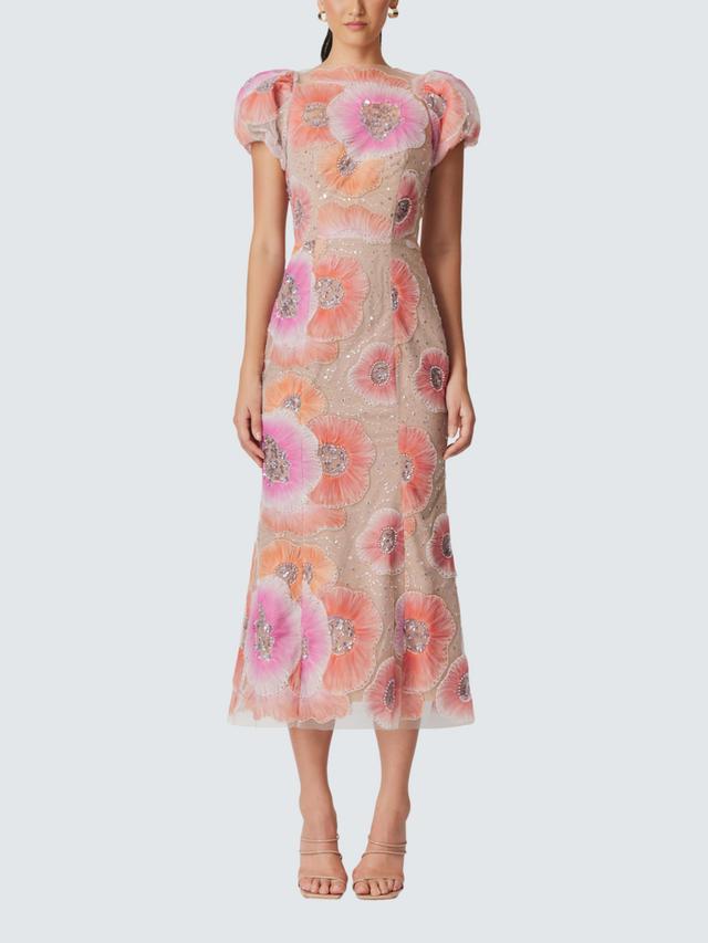 Elliatt Brittany Embellished Floral Midi Womens Mermaid Dress Multi - Small