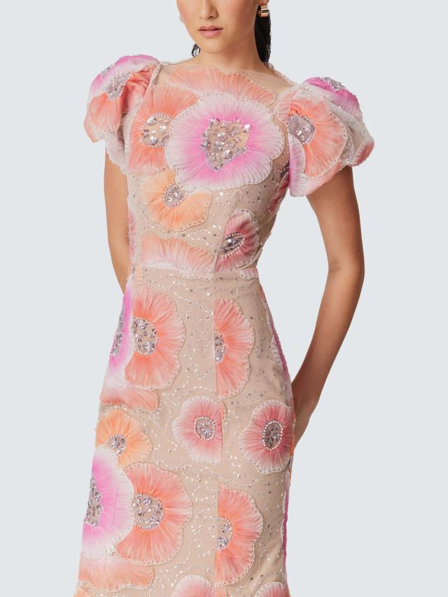 Elliatt Brittany Embellished Floral Midi Womens Mermaid Dress Multi - Small