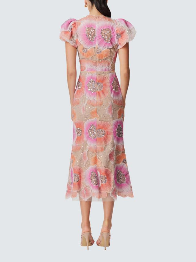 Elliatt Brittany Embellished Floral Midi Womens Mermaid Dress Multi - Small