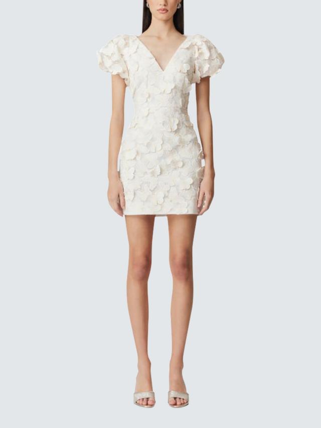 Elliatt Scarlett 3D Butterfly Mini Womens V-Neck Sheath Dress White - Small