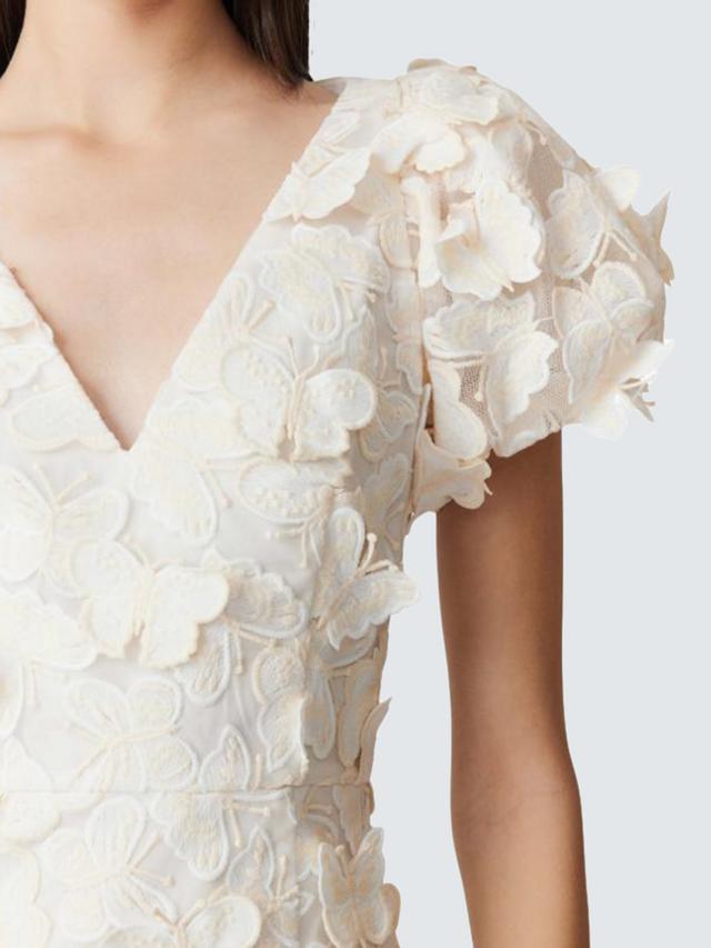 Elliatt Scarlett 3D Butterfly Mini Womens V-Neck Sheath Dress White - Small