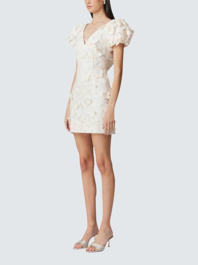 Elliatt Scarlett 3D Butterfly Mini Womens V-Neck Sheath Dress White - Small