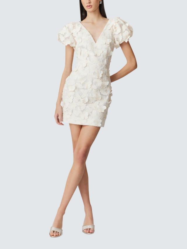 Elliatt Scarlett 3D Butterfly Mini Womens V-Neck Sheath Dress White - Small