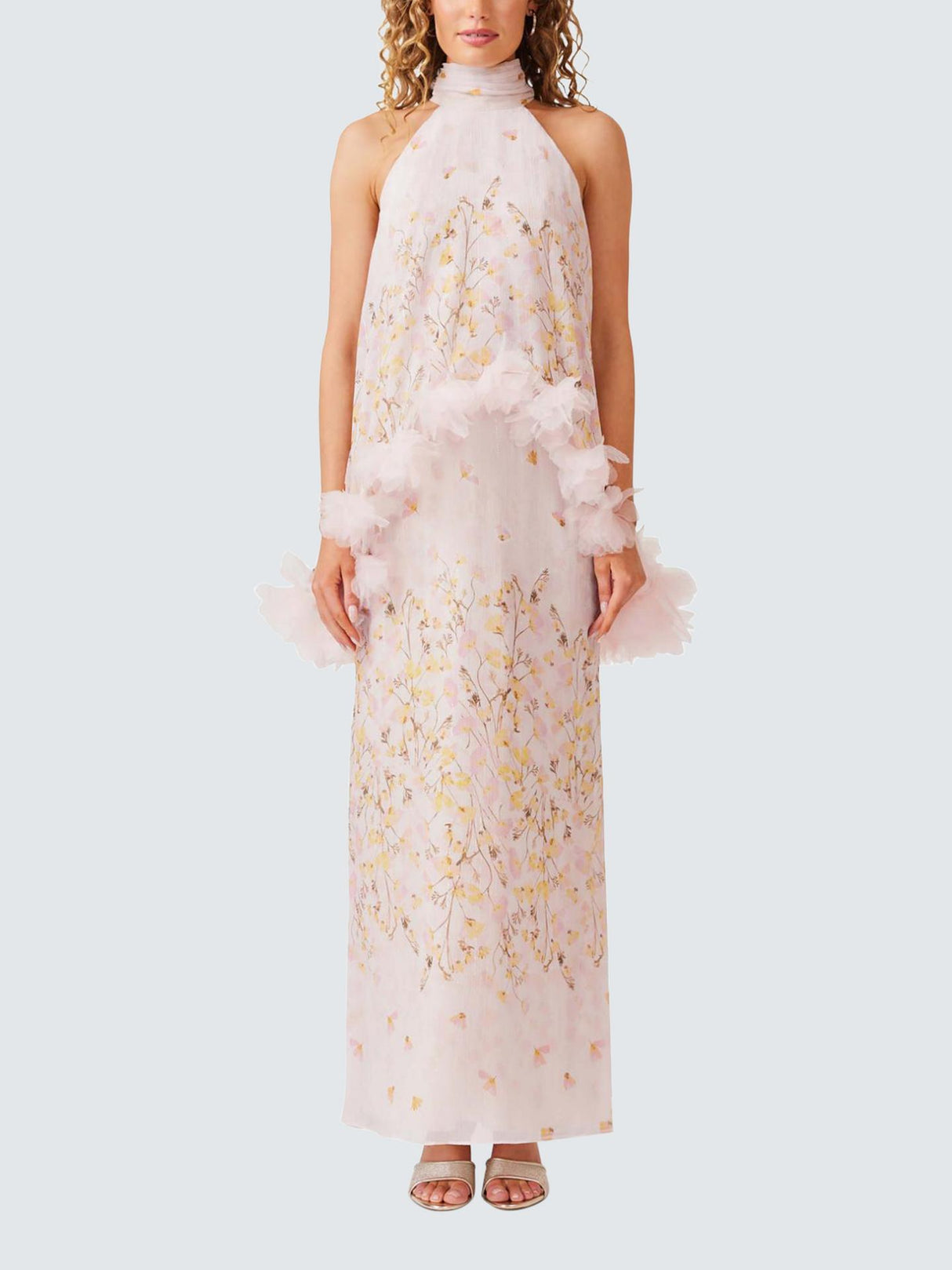 Elliatt Women's Tulsia 3D Floral Cape Sleeveless Maxi Dress - Pink/Multi - M