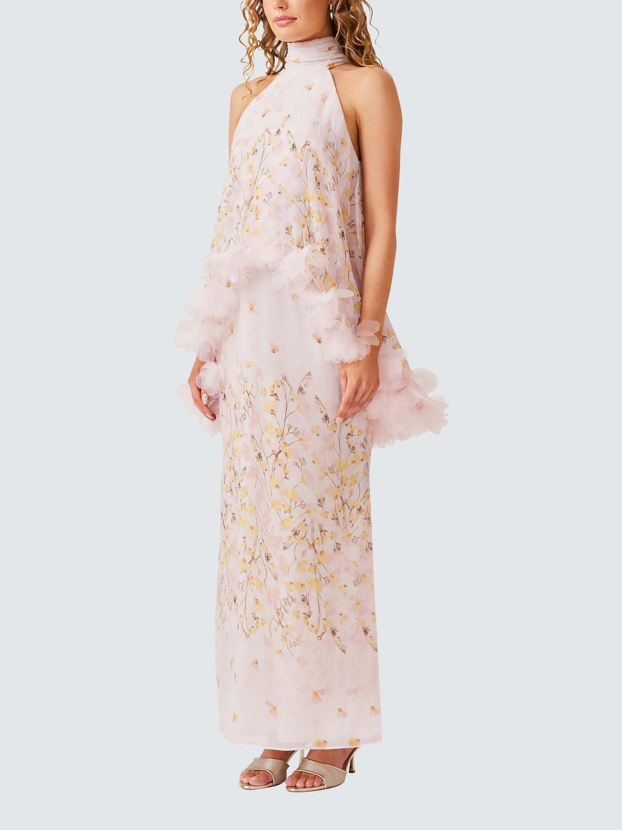 Elliatt Women's Tulsia 3D Floral Cape Sleeveless Maxi Dress - Pink/Multi - M