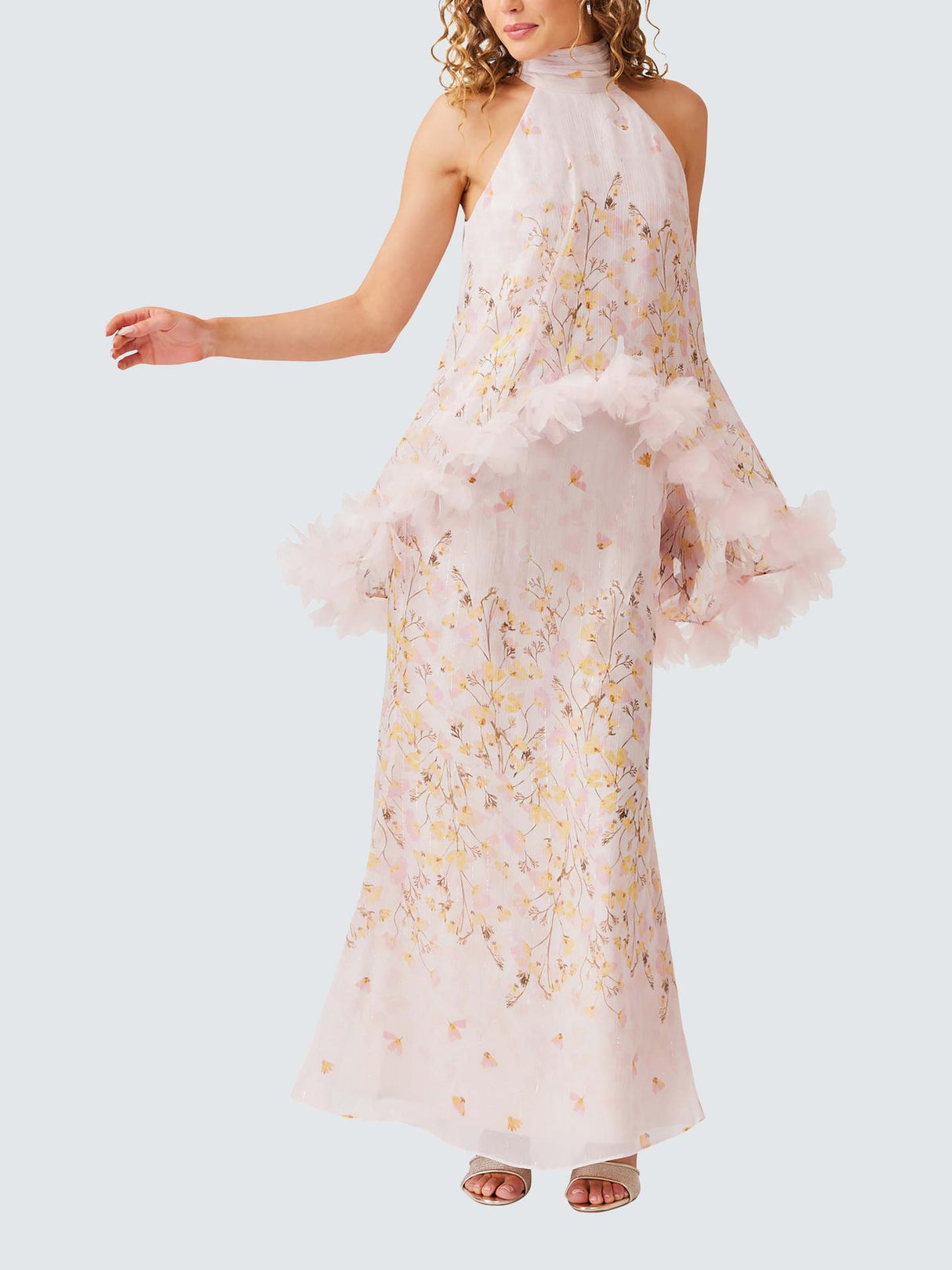 Elliatt Women's Tulsia 3D Floral Cape Sleeveless Maxi Dress - Pink/Multi - M